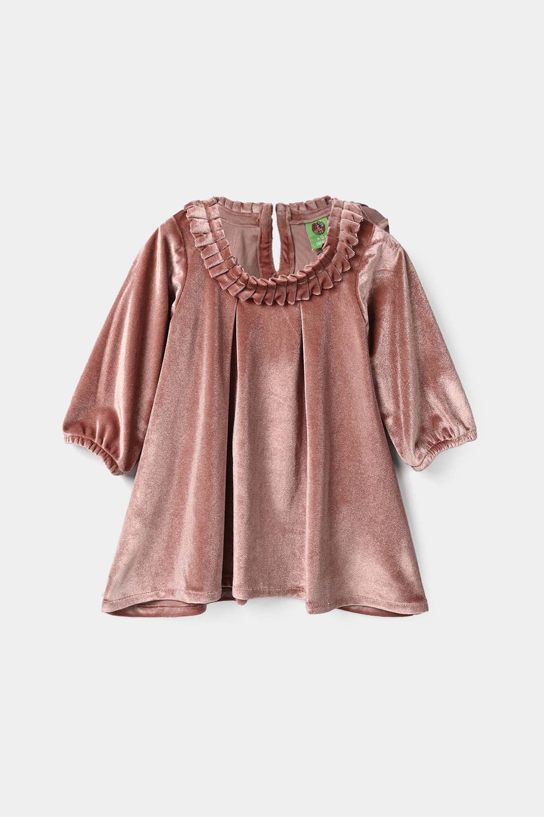 Infant Girls Velvet Casual Frock Glitter-Muted.Pink