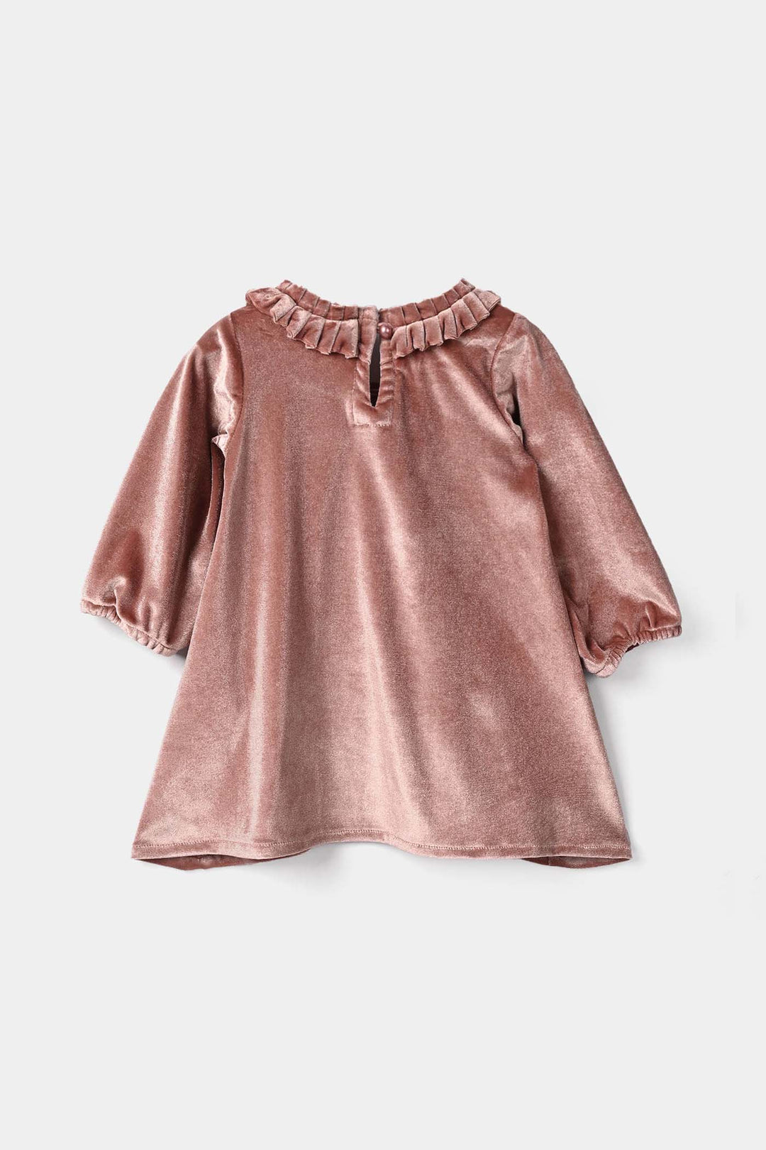 Infant Girls Velvet Casual Frock Glitter-Muted.Pink