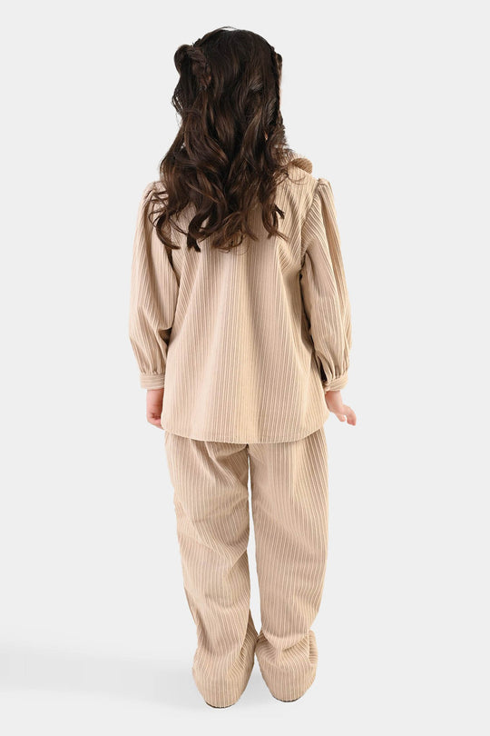 Girls Gauze Co-Ord Set Swan-BEIGE