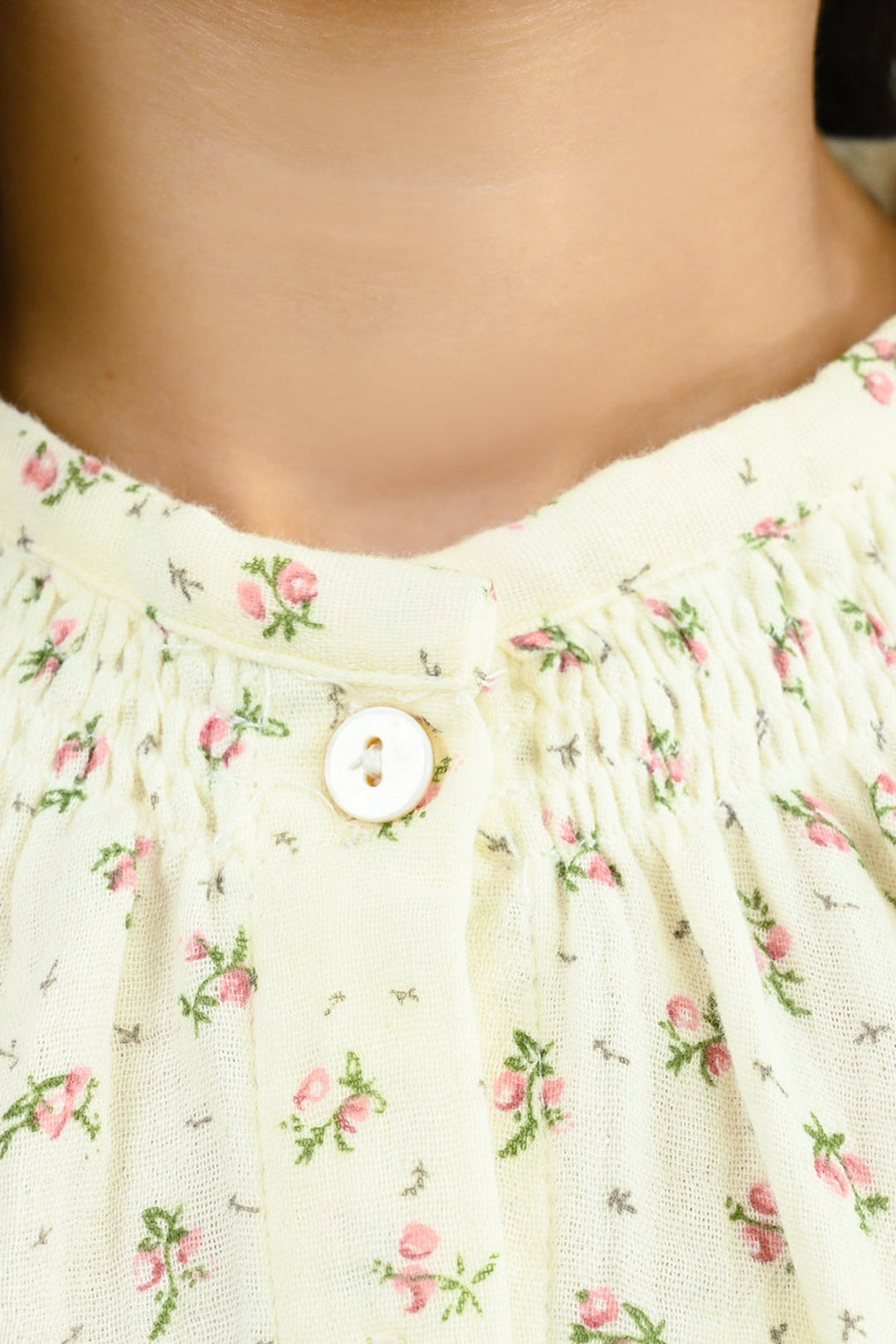 Girls Gauze Casual Top Floral - White