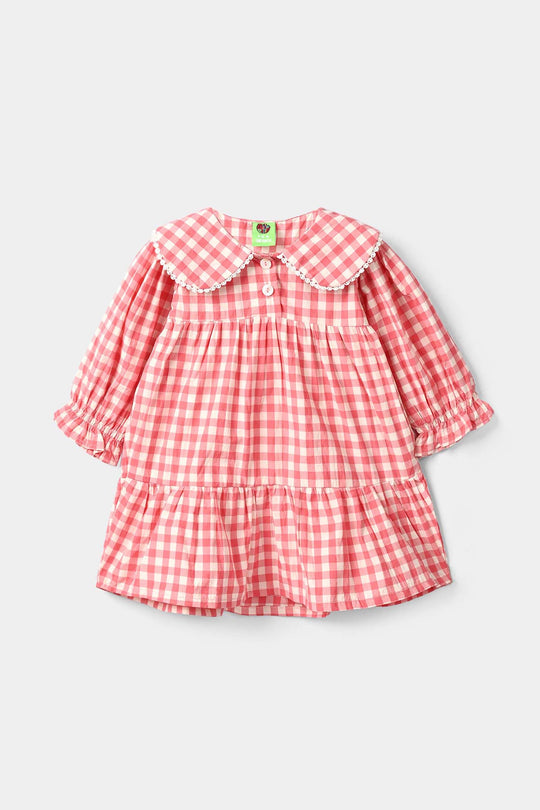 Infant Girls Cotton Casual Frock Raspberry - Pink