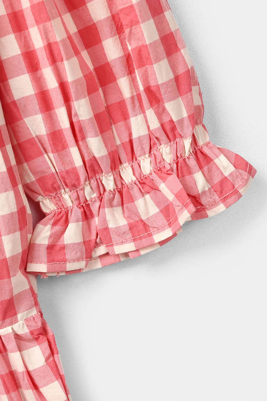 Infant Girls Cotton Casual Frock Raspberry - Pink