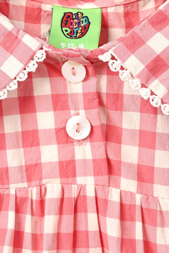 Infant Girls Cotton Casual Frock Raspberry - Pink