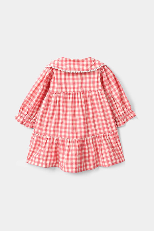Infant Girls Cotton Casual Frock Raspberry - Pink