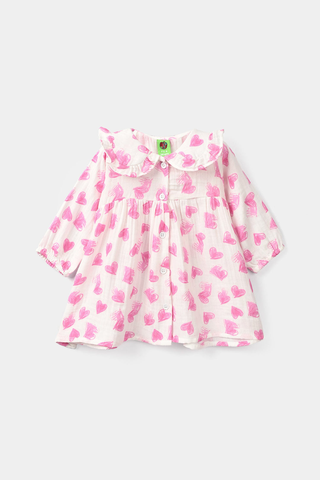 Infant Girls Gauze Casual Frock - Hearts
