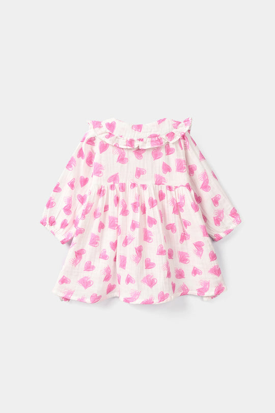 Infant Girls Gauze Casual Frock - Hearts