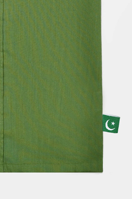Boys Cotton Slub Rang-e-Azadi Shirt – Green