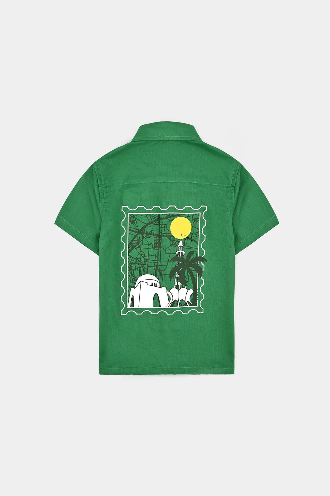 Boys Cotton Slub Azadi Shirt – Green