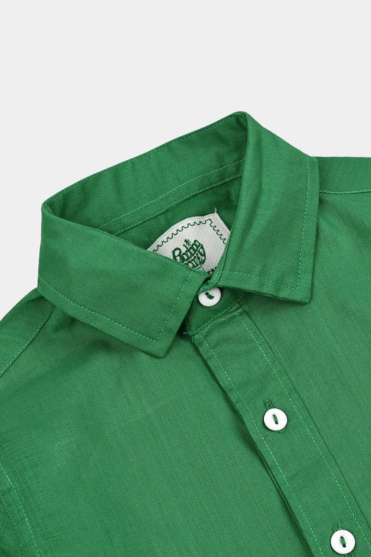 Boys Cotton Slub Azadi Shirt – Green