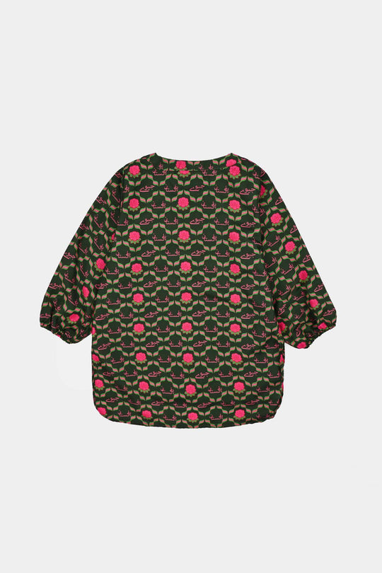 Girls Poly Lawn Ind 2Pcs Pink Flower-Green