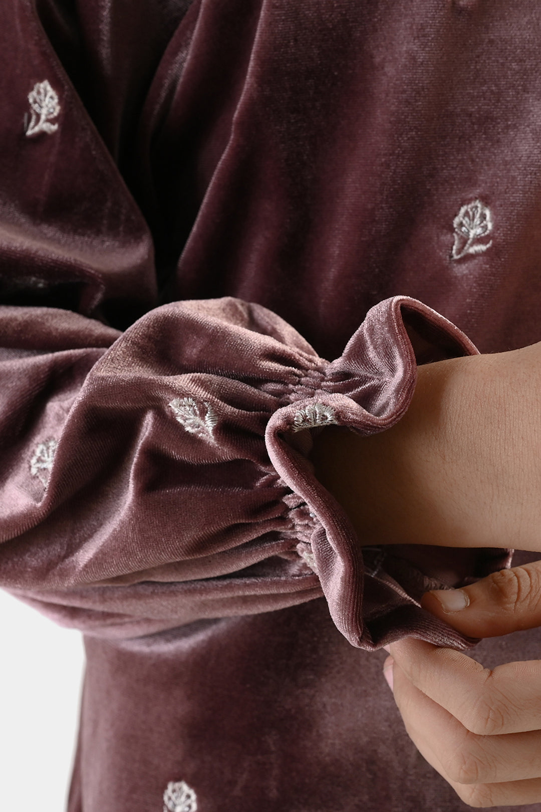 Girls Velvet Emb Top Winter Garden - Purple