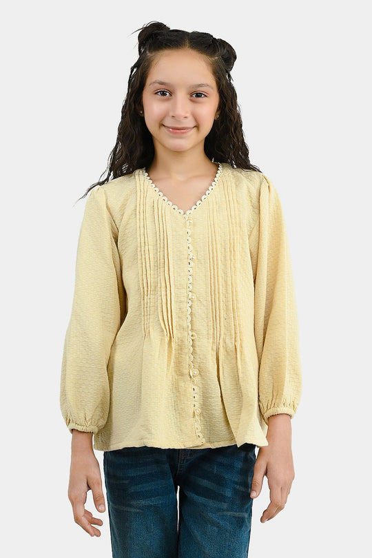Girls Gauze Casual Top Vanilla - Cream