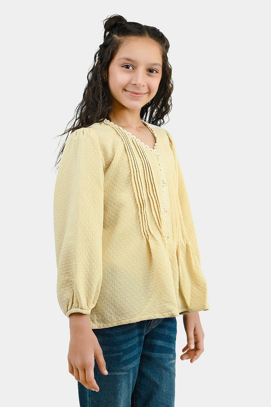 Girls Gauze Casual Top Vanilla - Cream