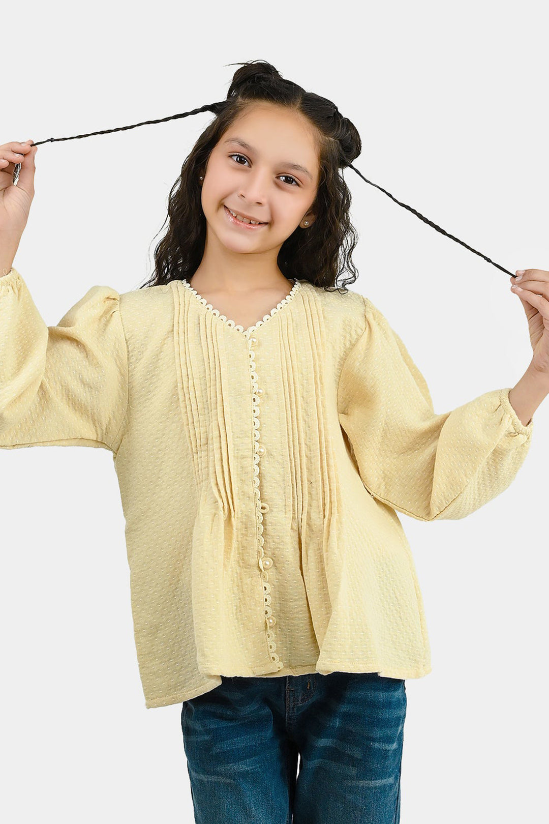 Girls Gauze Casual Top Vanilla - Cream