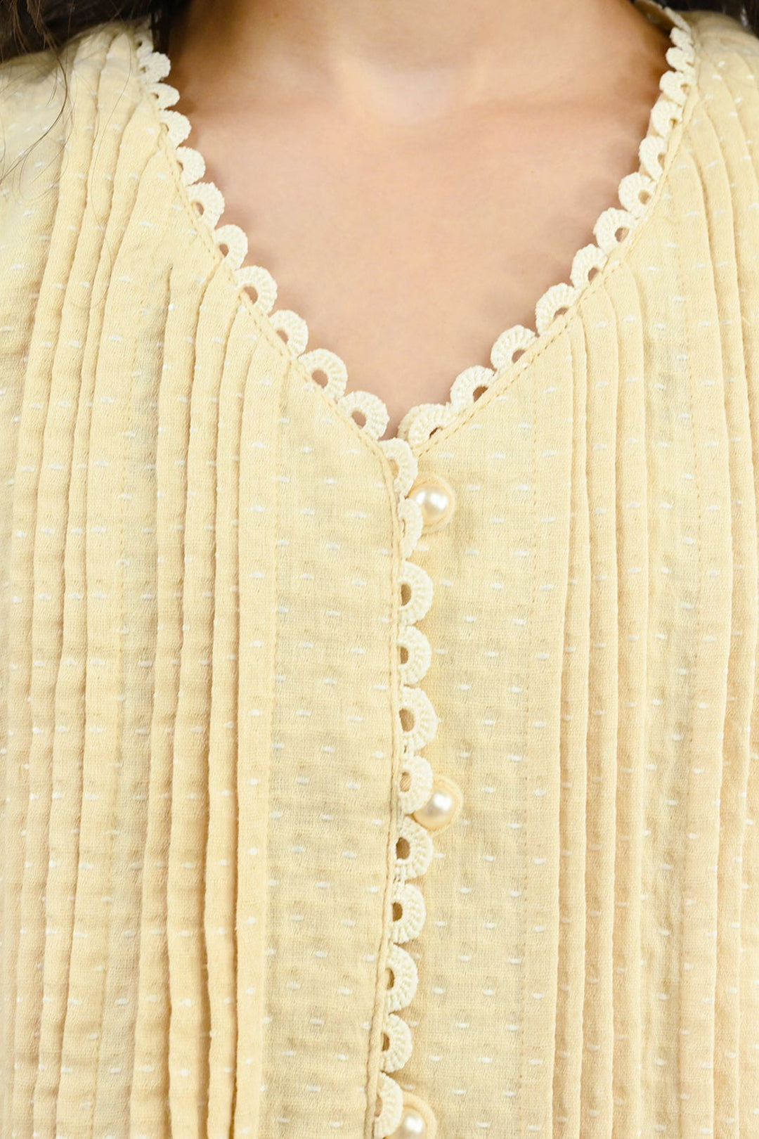 Girls Gauze Casual Top Vanilla - Cream