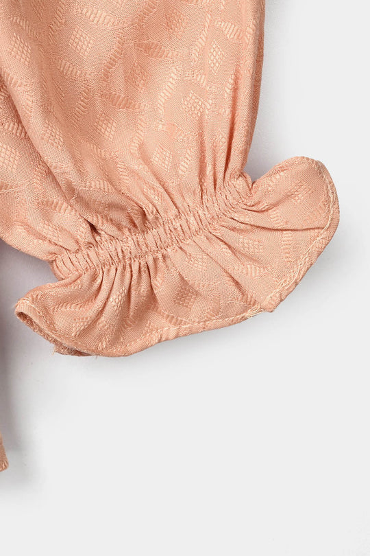 Girls Jacquard Embroidered Top Bloom - Peach