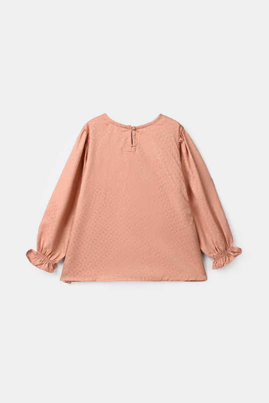 Girls Jacquard Embroidered Top Bloom - Peach