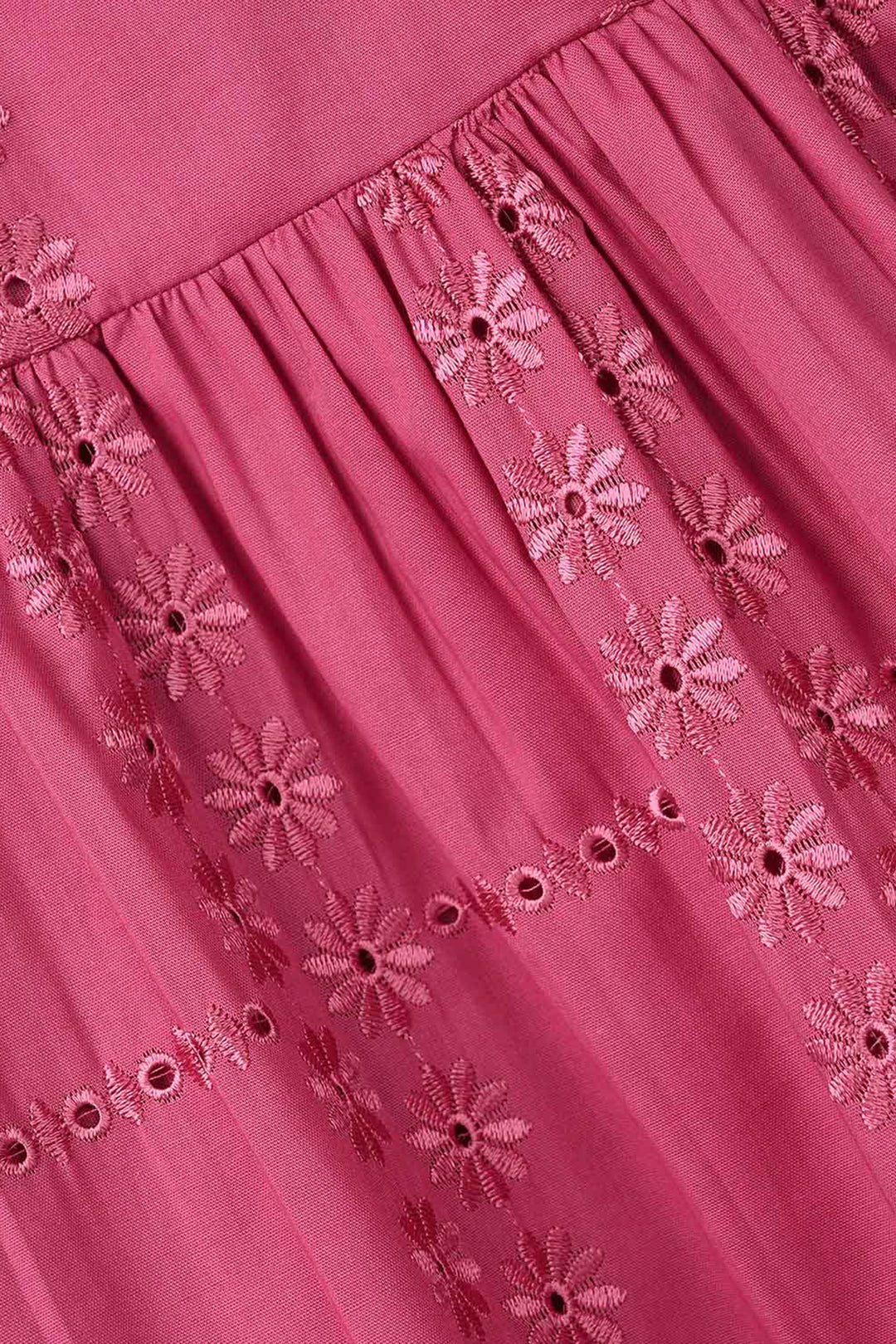 Girls Chicken Kari Emb Frock Daisy-Pink