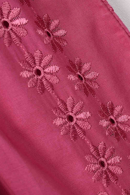 Girls Chicken Kari Emb Frock Daisy-Pink