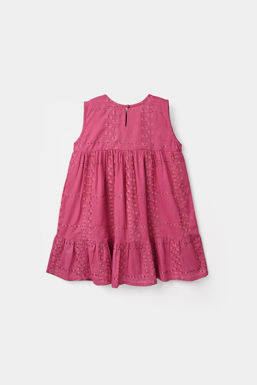 Girls Chicken Kari Emb Frock Daisy-Pink