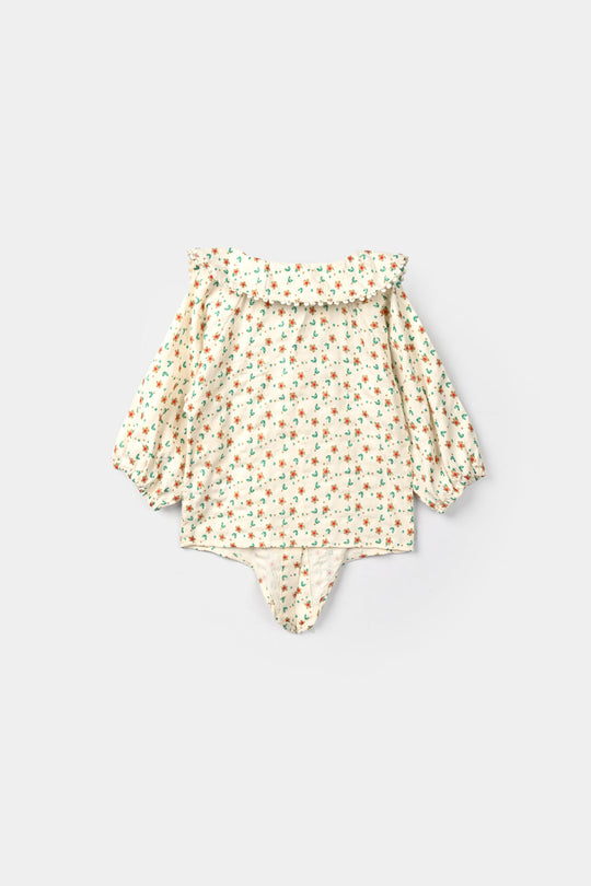 Infant Girls Poly Cotton Casual Top Mini Flowers - Off White
