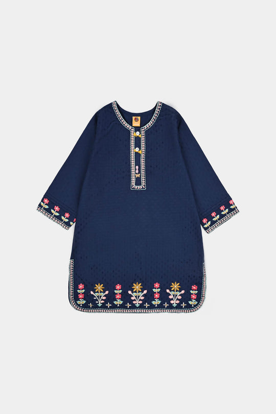 Girls Jacquard Emb 2Pcs Classy-Navy Blue