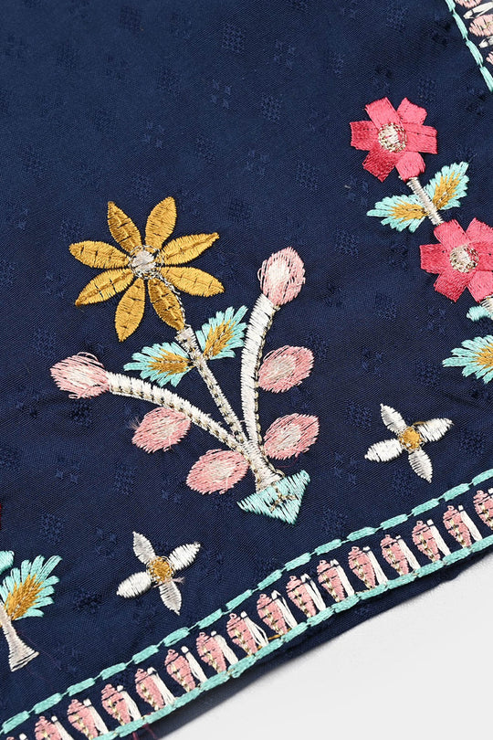 Girls Jacquard Emb 2Pcs Classy-Navy Blue