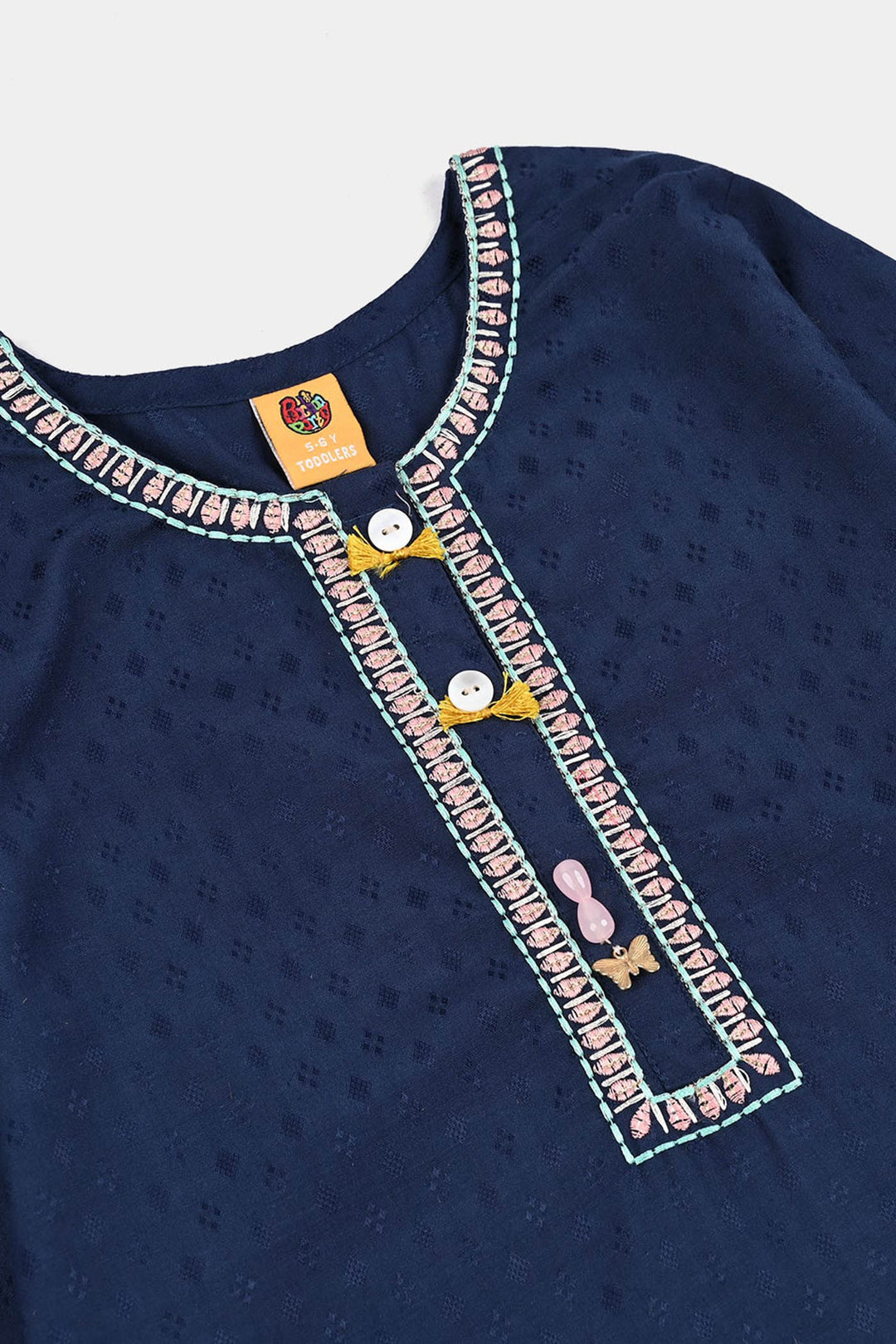 Girls Jacquard Emb 2Pcs Classy-Navy Blue