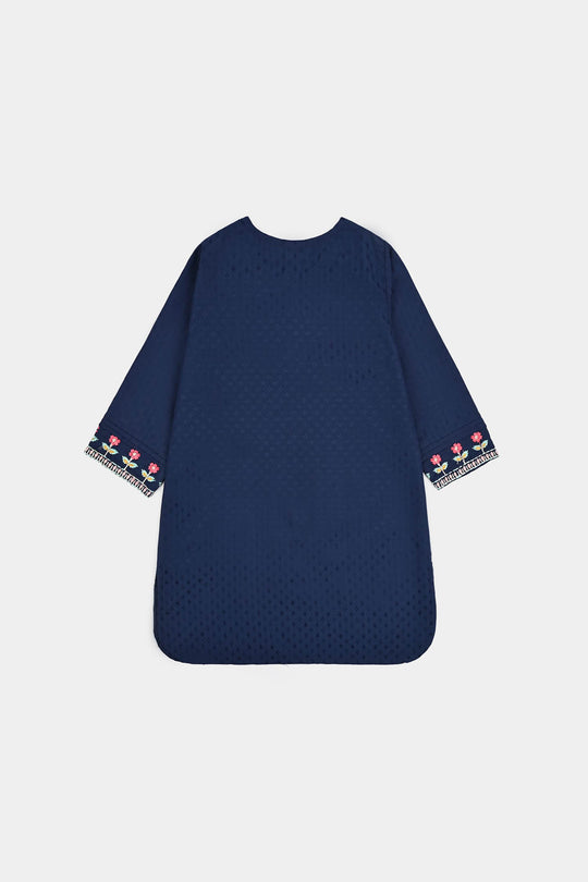 Girls Jacquard Emb 2Pcs Classy-Navy Blue