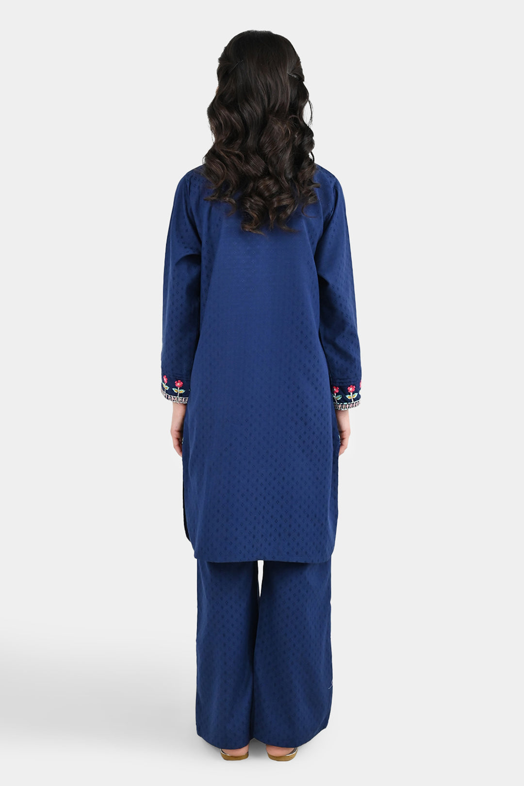Girls Jacquard Emb 2Pcs Classy-Navy Blue