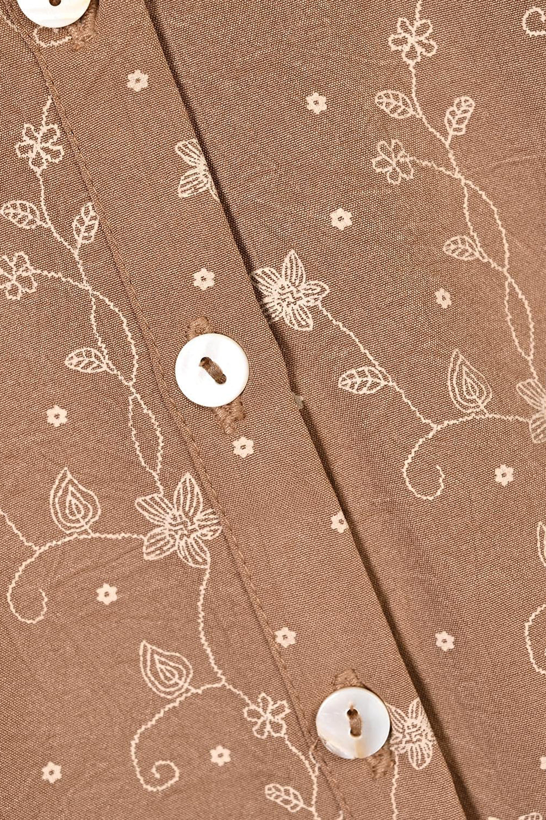 Girls Poly Cotton Casual Top Tiny Floral - Brown