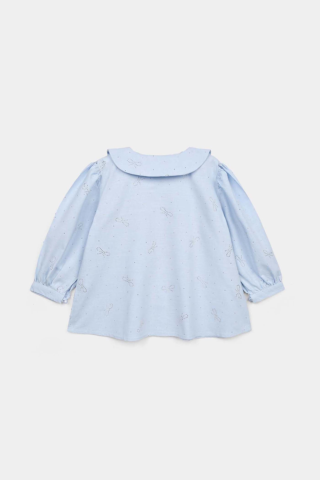 Girls Poly Cotton Casual Top Sequins - Ice Blue