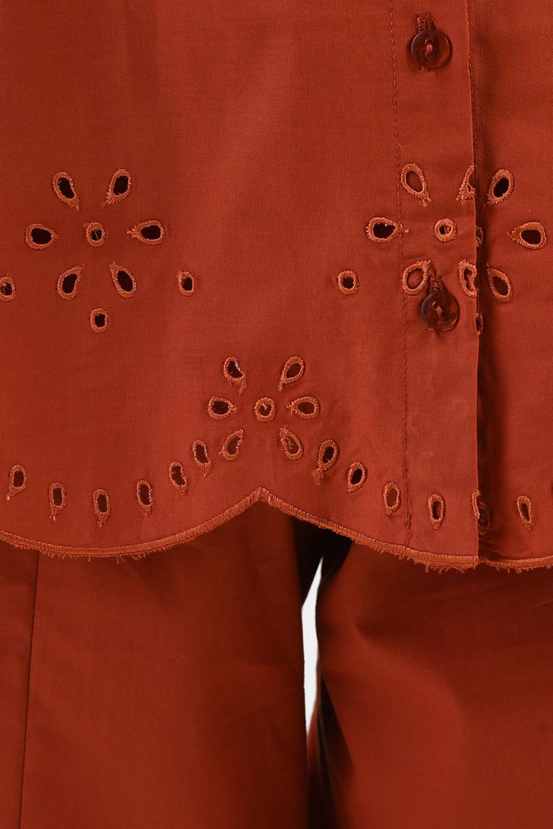 Girls Cotton Emb Co-Ord Set Picante