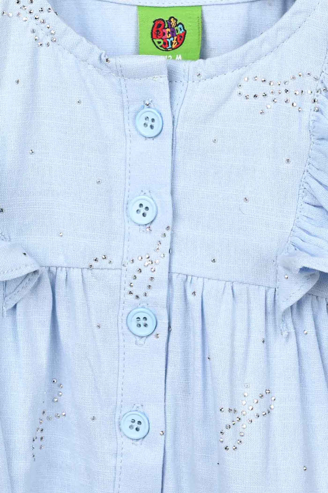 Infant Girls Poly Cotton Casual Top Sparkle - Ice Blue