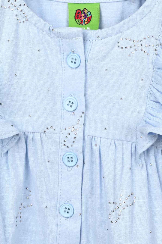 Infant Girls Poly Cotton Casual Top Sparkle - Ice Blue