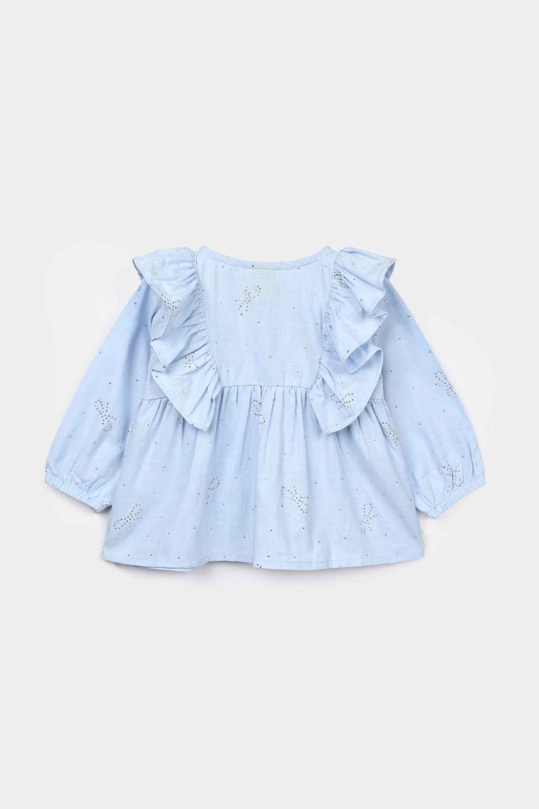 Infant Girls Poly Cotton Casual Top Sparkle - Ice Blue