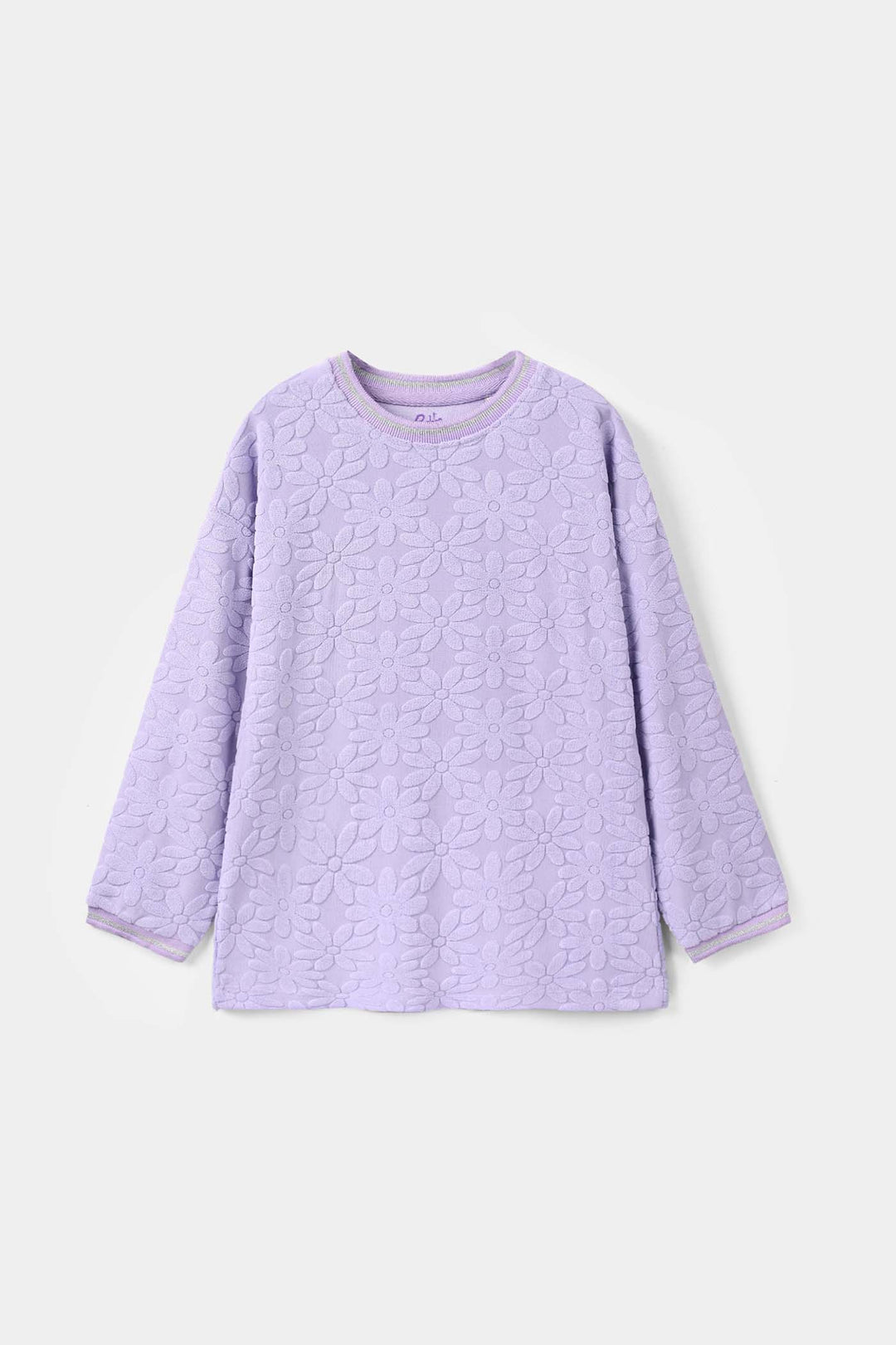 Girls Lycra Jersey T-Shirt Purple Floral