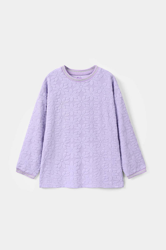Girls Lycra Jersey T-Shirt Purple Floral