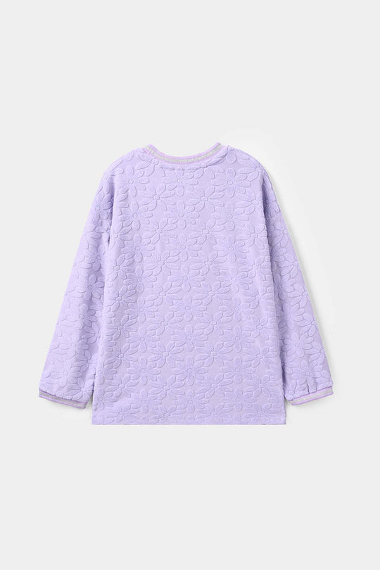 Girls Lycra Jersey T-Shirt Purple Floral