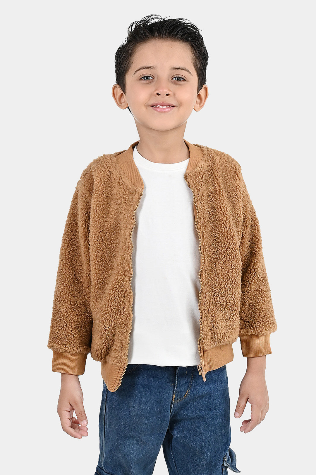 Boys Sherpa Jacket Brown Sherpa