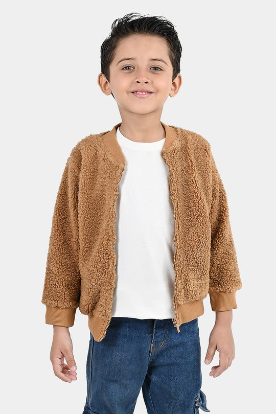 Boys Sherpa Jacket Brown Sherpa
