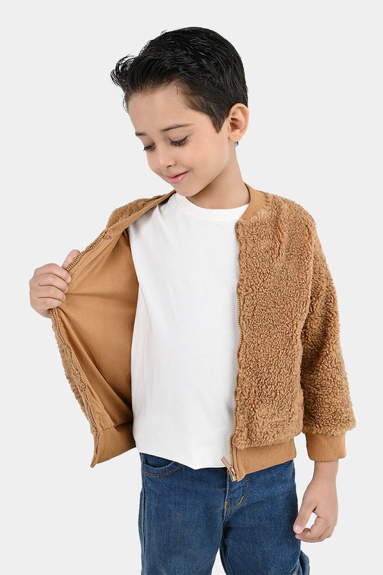 Boys Sherpa Jacket Brown Sherpa