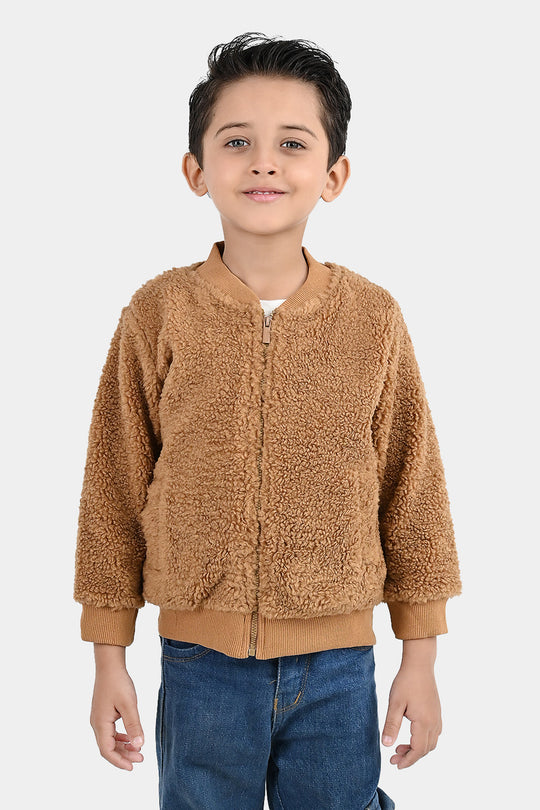 Boys Sherpa Jacket Brown Sherpa