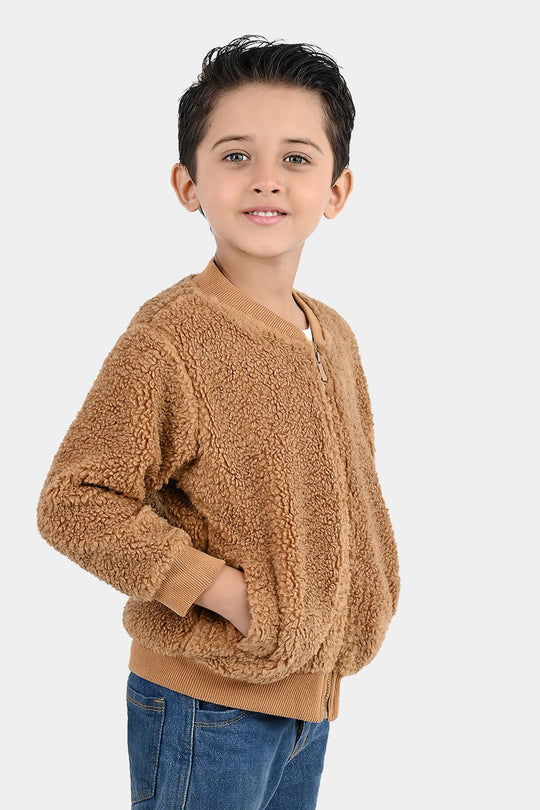 Boys Sherpa Jacket Brown Sherpa