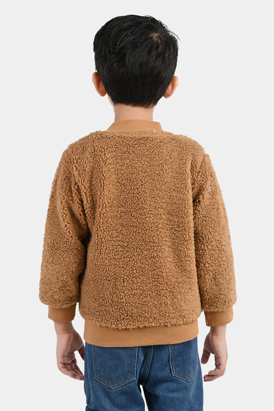 Boys Sherpa Jacket Brown Sherpa