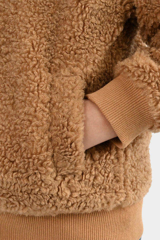 Boys Sherpa Jacket Brown Sherpa