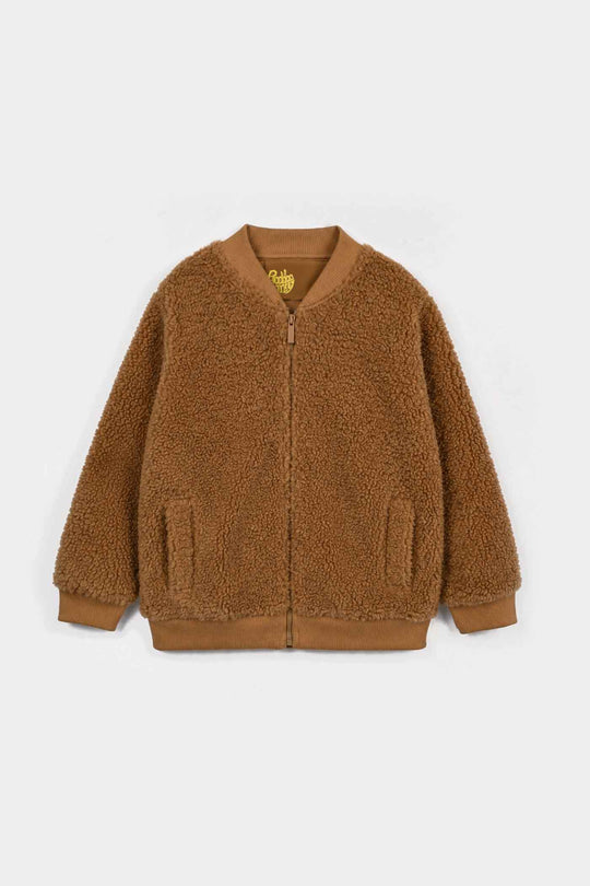 Boys Sherpa Jacket Brown Sherpa