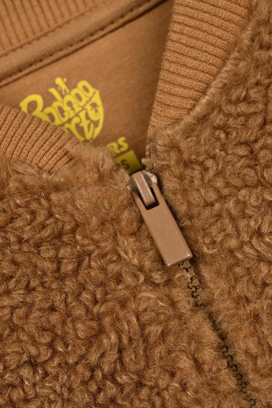 Boys Sherpa Jacket Brown Sherpa
