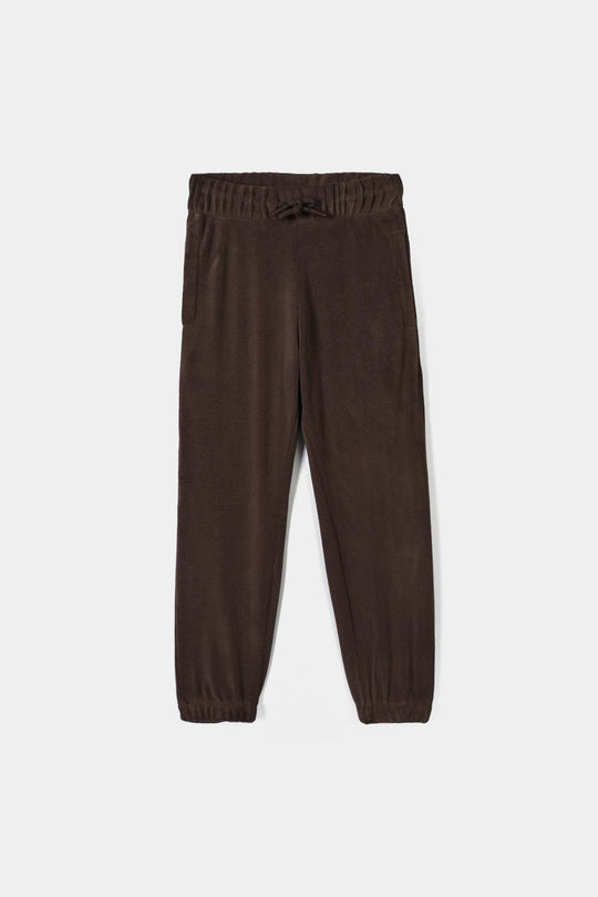 Boys Cotton Interlock 2 Pcs Suit Sport Club-BROWN