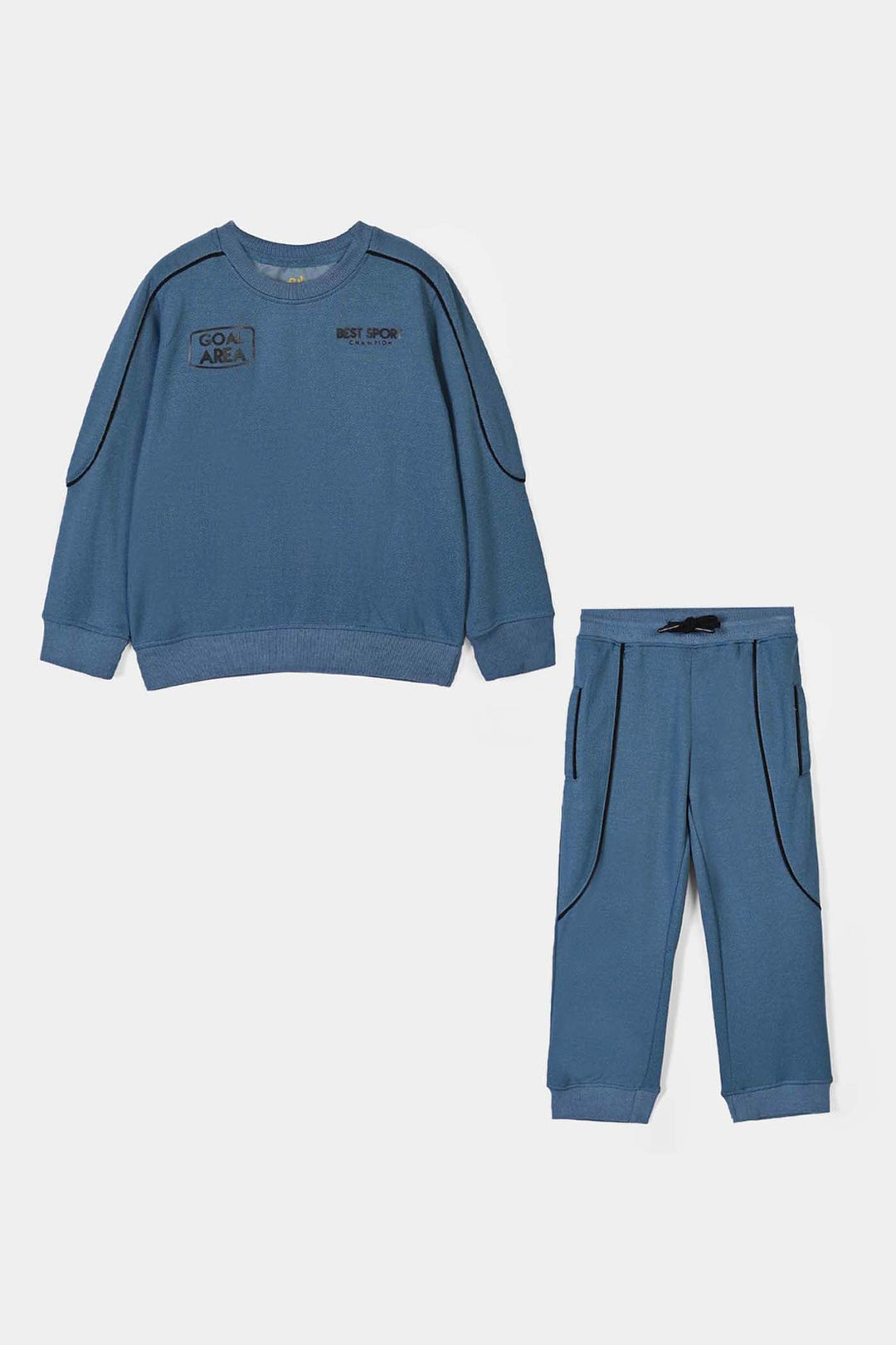 Boys Cotton Interlock 2 Pcs Suit Goal Area 1-BLUE